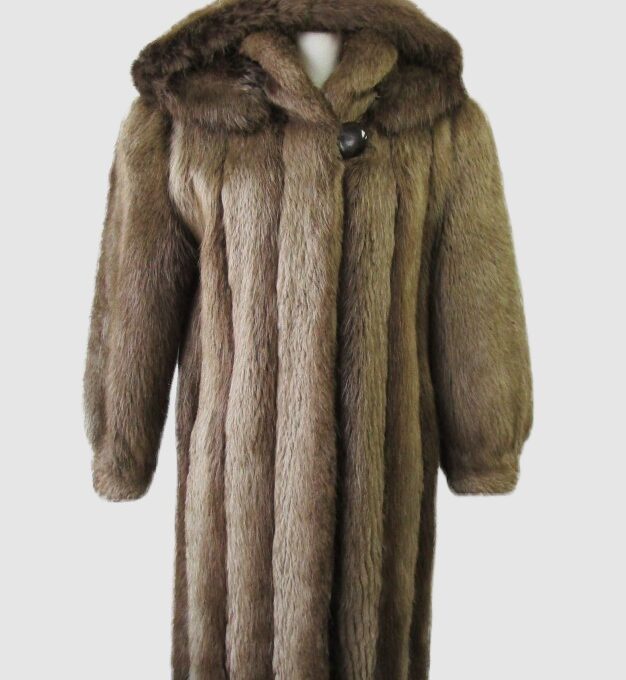Women's Sz 8 Beaver Fur Coat Jacket HOOD MINT+ Woman
