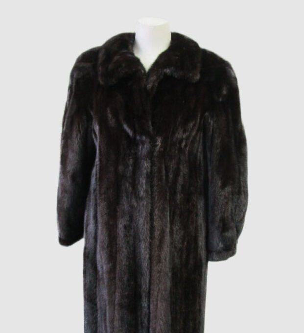 Dark Ranch & Black Mink Fur Coat Jacket MINT Woman Sz 6