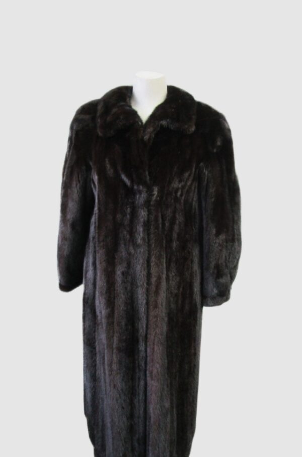 Dark Ranch & Black Mink Fur Coat Jacket MINT Woman Sz 6