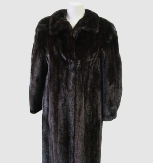 Dark Ranch & Black Mink Fur Coat Jacket MINT Woman Sz 6