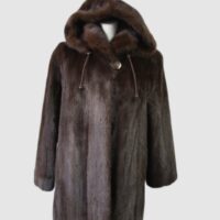 Women's Sz 8 Mink Fur Coat Jacket HOOD Woman Mint+
