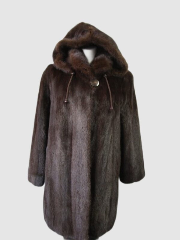 Women's Sz 8 Mink Fur Coat Jacket HOOD Woman Mint+