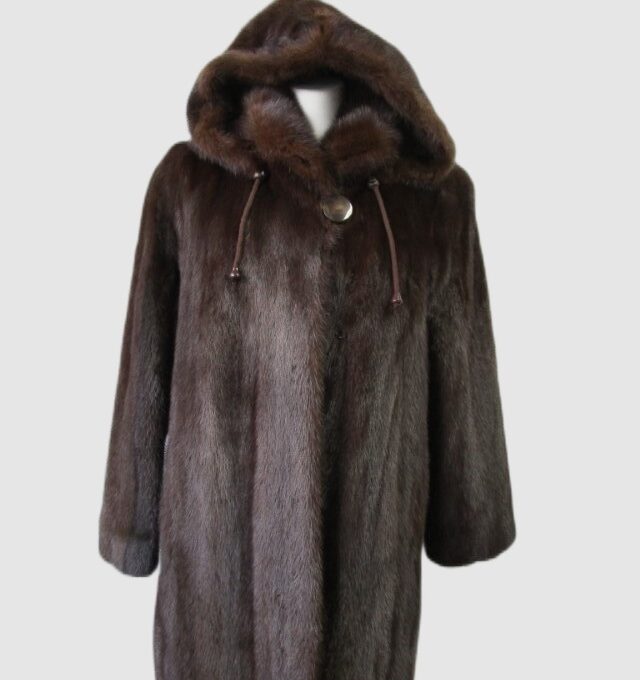 Women's Sz 8 Mink Fur Coat Jacket HOOD Woman Mint+