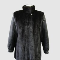 Women's Black Sz 10 Mink Fur & Leather Jacket Coat Jacket SUPERB Woman