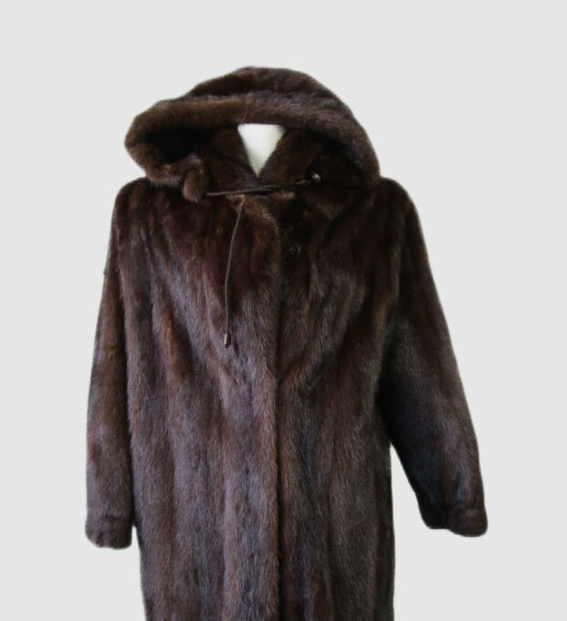 Women's Sz 8 Mink Fur Coat Jacket HOOD Woman Mint