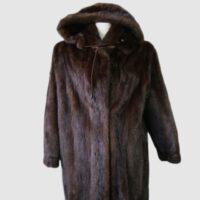 Women's Sz 8 Mink Fur Coat Jacket HOOD Woman Mint