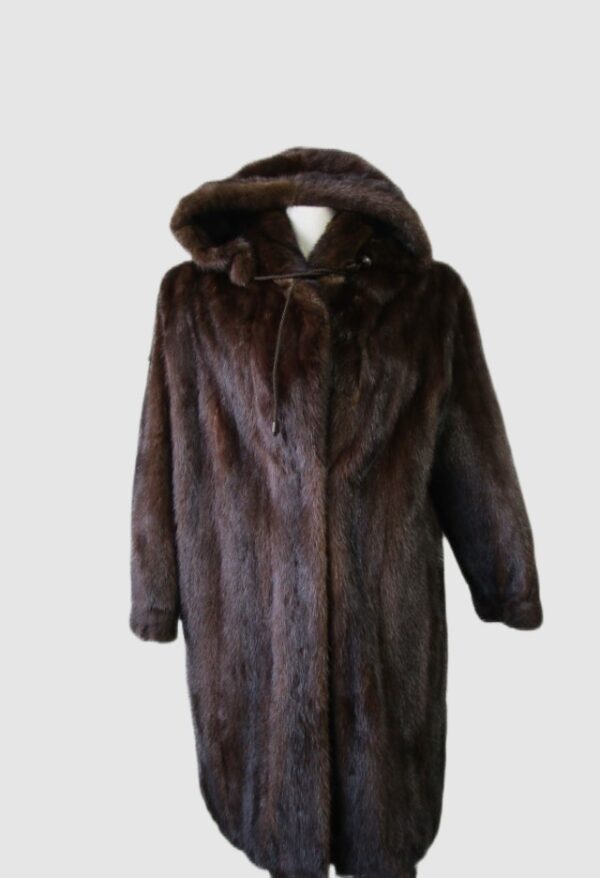 Women's Sz 8 Mink Fur Coat Jacket HOOD Woman Mint