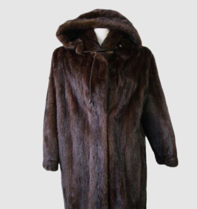 Women's Sz 8 Mink Fur Coat Jacket HOOD Woman Mint