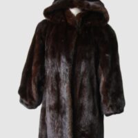 Women's Sz 10 Mink Fur Coat Jacket HOOD Woman Mint