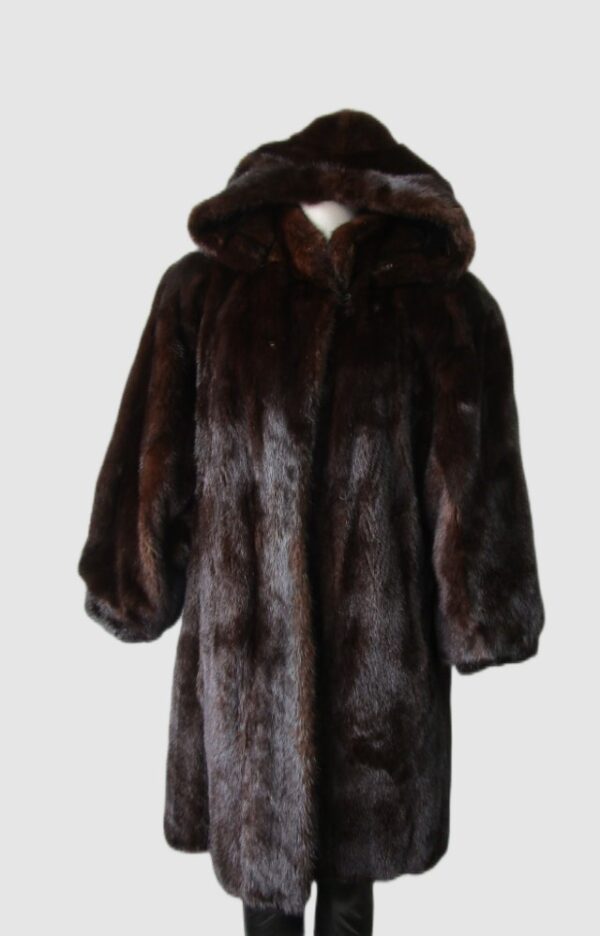 Women's Sz 10 Mink Fur Coat Jacket HOOD Woman Mint