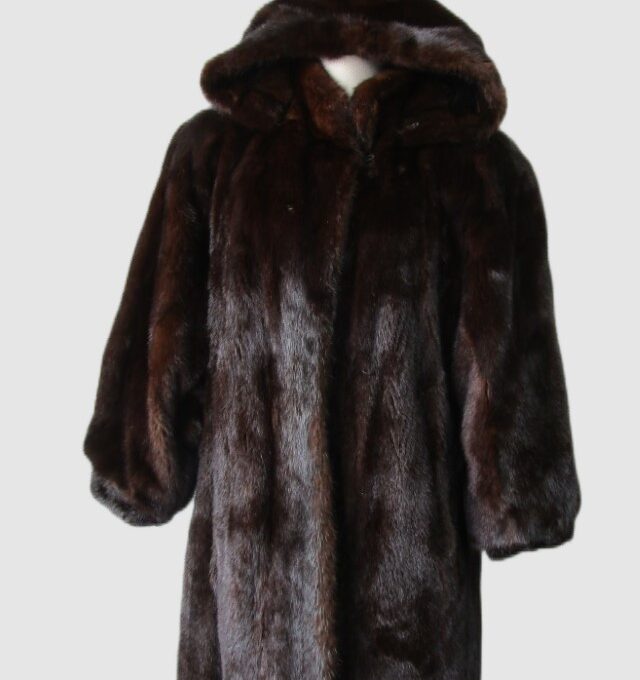 Women's Sz 10 Mink Fur Coat Jacket HOOD Woman Mint