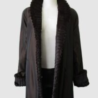 Women's Reversible Sheared Rabbit Fur Coat Raincoat Sz 8 MINT+ Woman