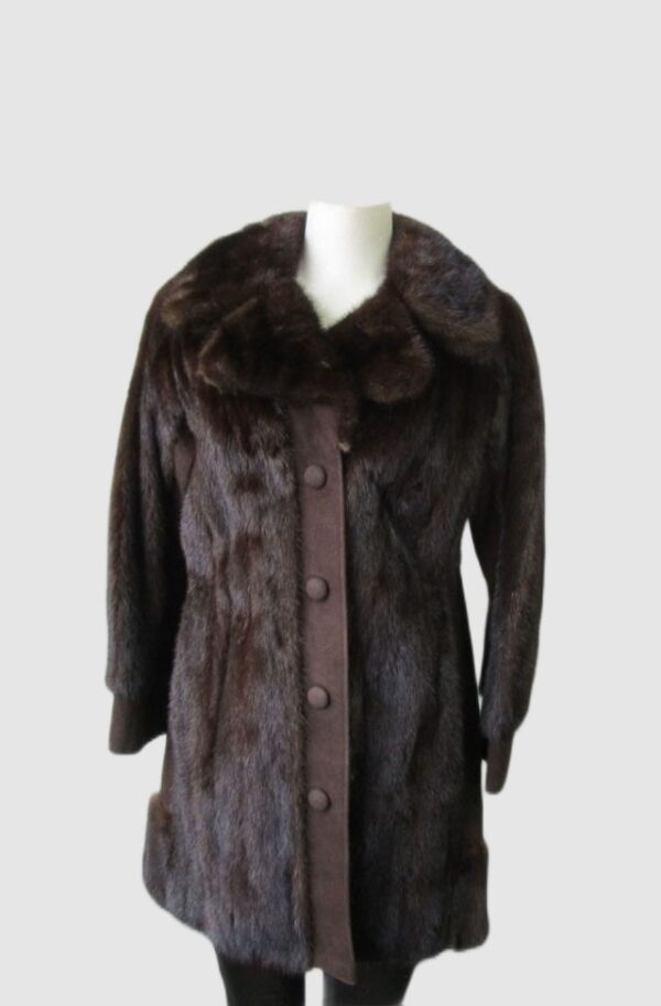 Women's Sz 4 Dark Ranch Mink Fur Coat Jacket with Suede SUPERB Woman