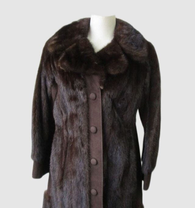 Women's Sz 4 Dark Ranch Mink Fur Coat Jacket with Suede SUPERB Woman