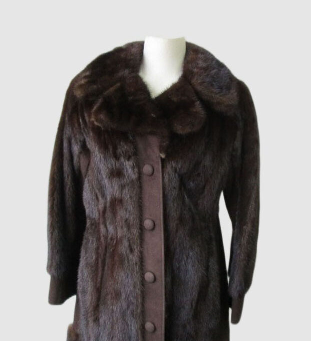 Women's Sz 4 Dark Ranch Mink Fur Coat Jacket with Suede SUPERB Woman