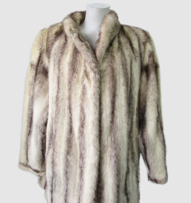 Women's Sz 8/10 Brown Cross MINK Fur Coat Woman MINT+