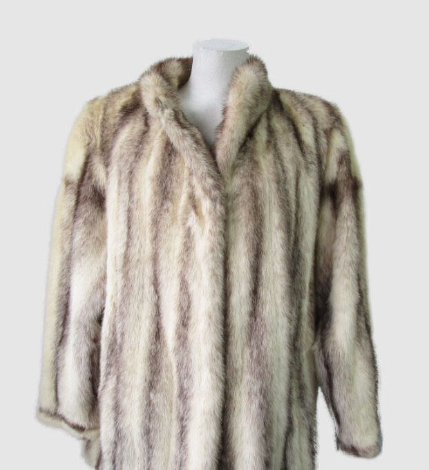 Women's Sz 8/10 Brown Cross MINK Fur Coat Woman MINT+