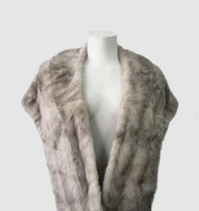 Women's Sapphire Mink Fur Stole Wrap Cape Wedding Woman MINT+