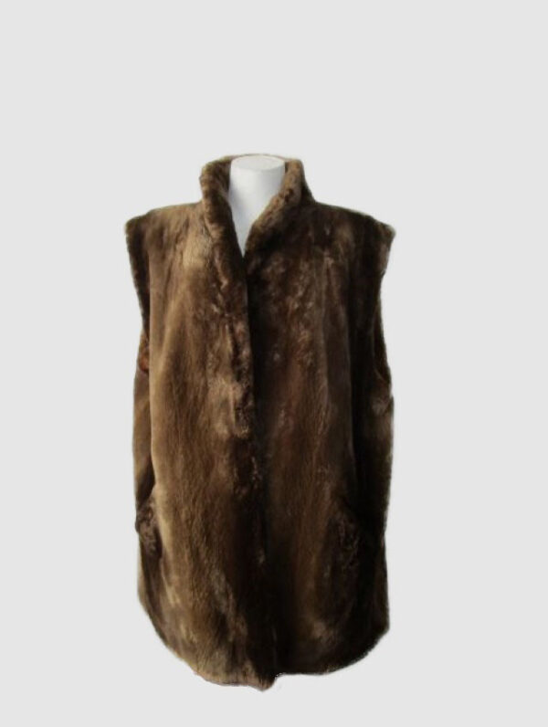 Women's Sz 12 Brown Real Sheared Beaver Fur Vest MINT+
