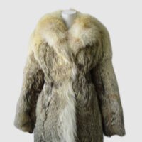 Women's Sz 4 Coyote Fur Coat Jacket with Fox and Hood Mint+ Woman