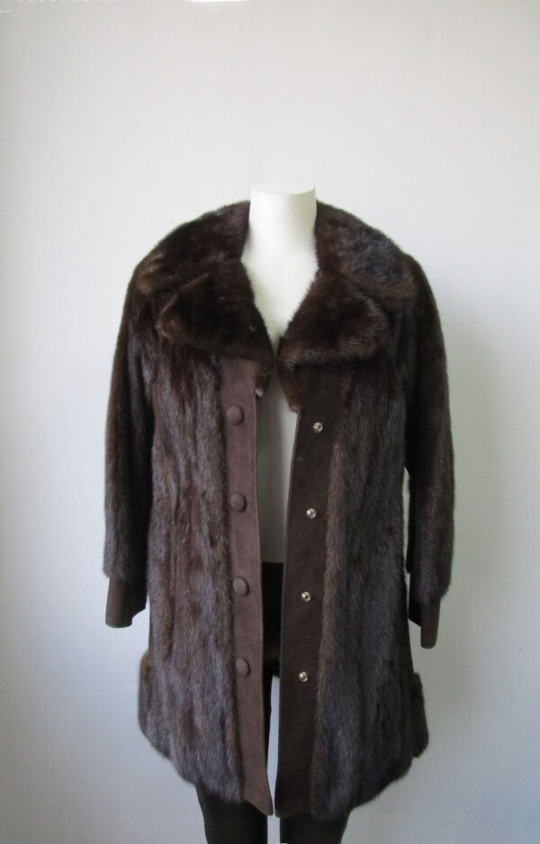 Women's Sz 4 Dark Ranch Mink Fur Coat Jacket with Suede SUPERB Woman - Image 5