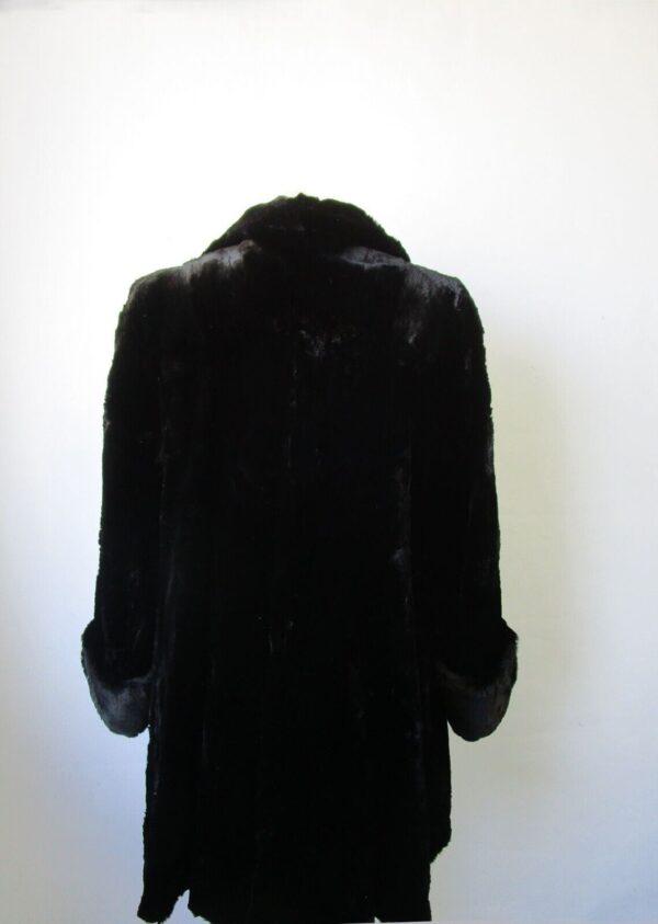 Women's Sz 12 Black Sheared Rabbit Fur Coat MINT Woman - Image 3