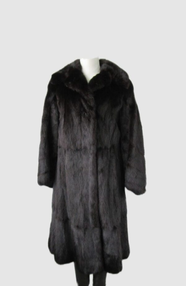 Women's Black Muskrat Fur Coat Superb Woman Sz 4