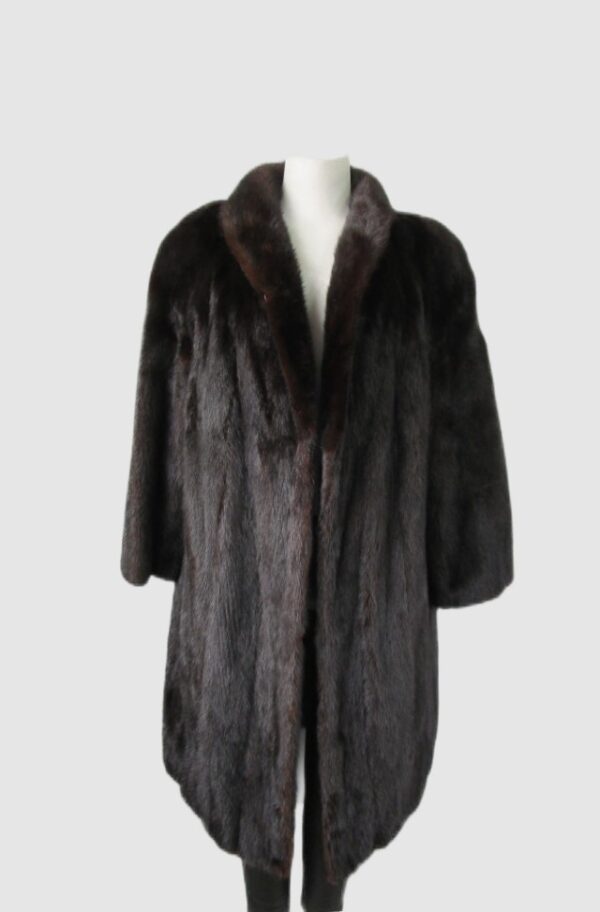 Women's Sz 14 Dark Ranch Mink Fur Coat MINT Woman