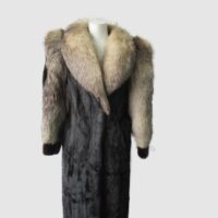 Women's Sz 4 Dark Ranch Black Mink Fur Coat with Fox Fur Mint Woman