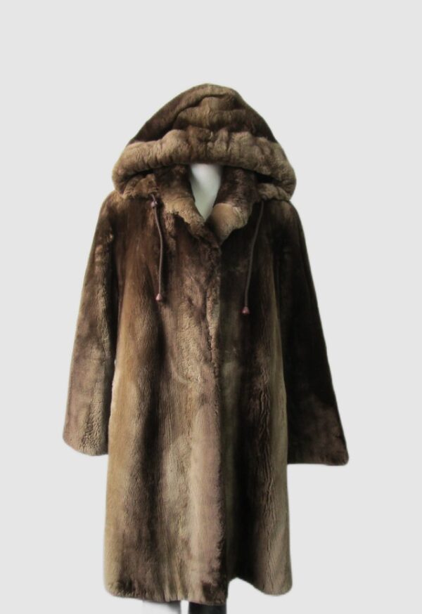 Women's SUPERB Sheared Beaver Fur Coat Jacket Hood Woman Sz 6