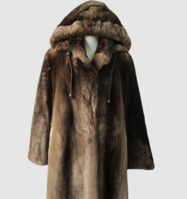 Women's SUPERB Sheared Beaver Fur Coat Jacket Hood Woman Sz 6