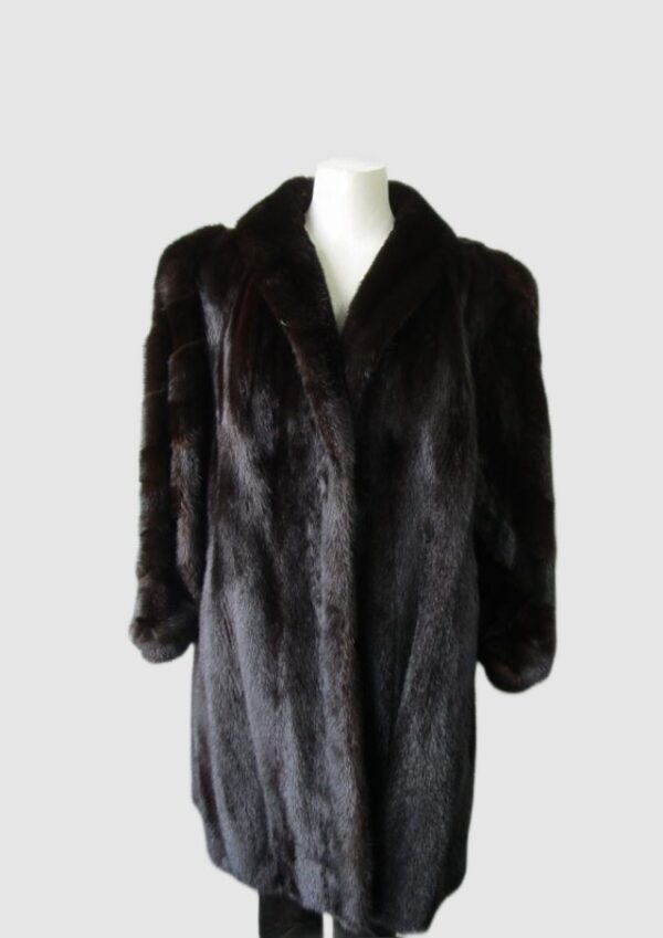 Women's Sz 10/12 Canadian Natural Dark Ranch Mink Fur Coat MINT Woman