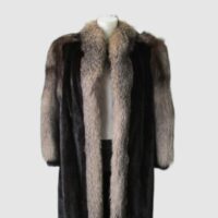 Women's Mink Fur Coat with Indigo Fox Fur MINT+ Sz 8 Woman
