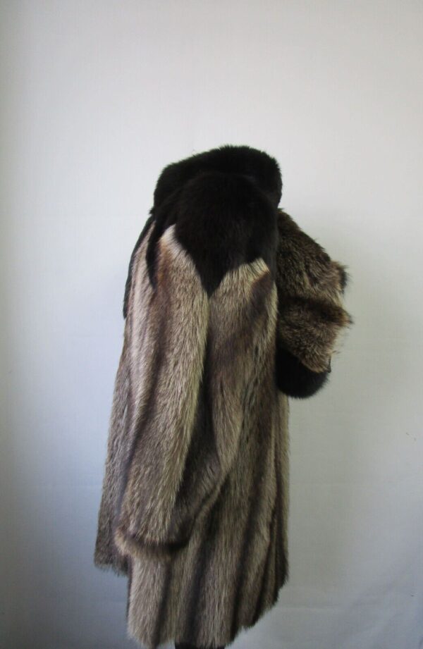 Women's Sz 6 Superb Raccoon & Black Fox Fur Coat Jacket HOOD Ladies Woman - Image 6