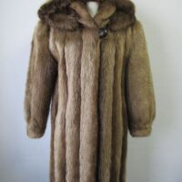 Women's Sz 8 Beaver Fur Coat Jacket HOOD MINT+ Woman