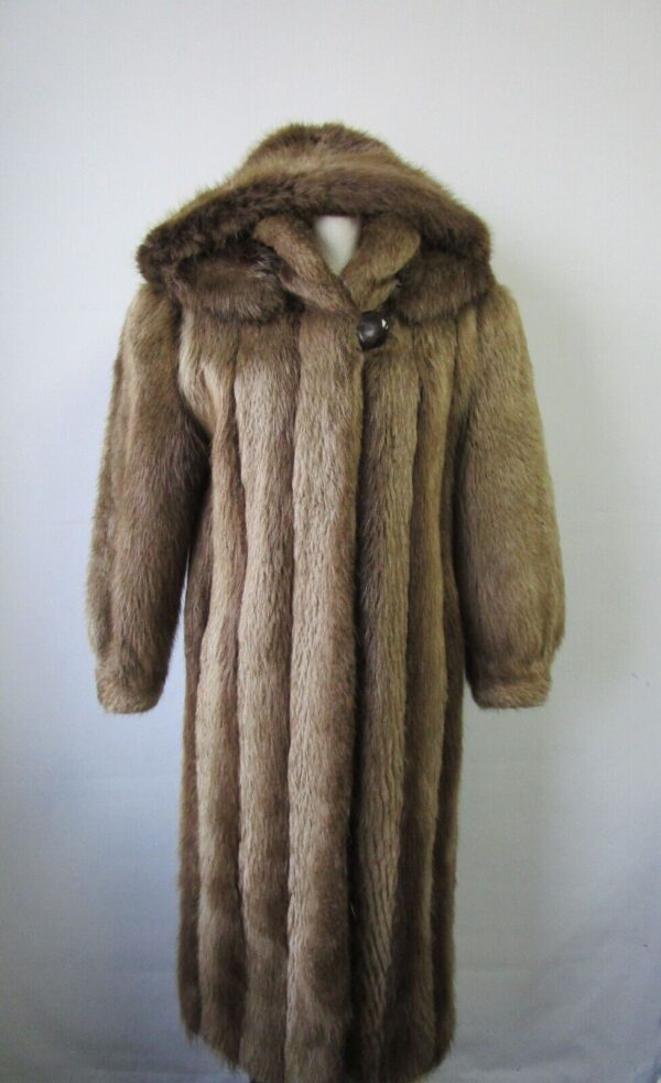 Women's Sz 8 Beaver Fur Coat Jacket HOOD MINT+ Woman