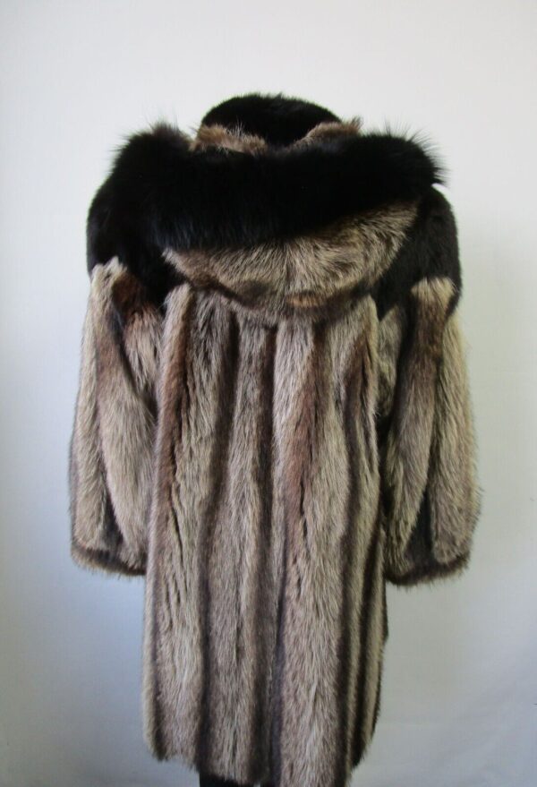 Women's Sz 6 Superb Raccoon & Black Fox Fur Coat Jacket HOOD Ladies Woman - Image 8