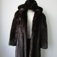 Women's Sz 6 Canadian Dark Ranch Mink Fur Coat with Hood MINT Woman