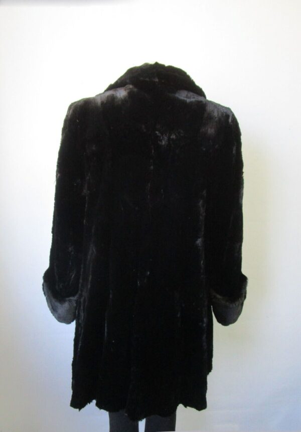 Women's Sz 12 Black Sheared Rabbit Fur Coat MINT Woman - Image 4