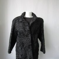 Women's Sz 6/8 Black Swakara Fur Coat Jacket Sale