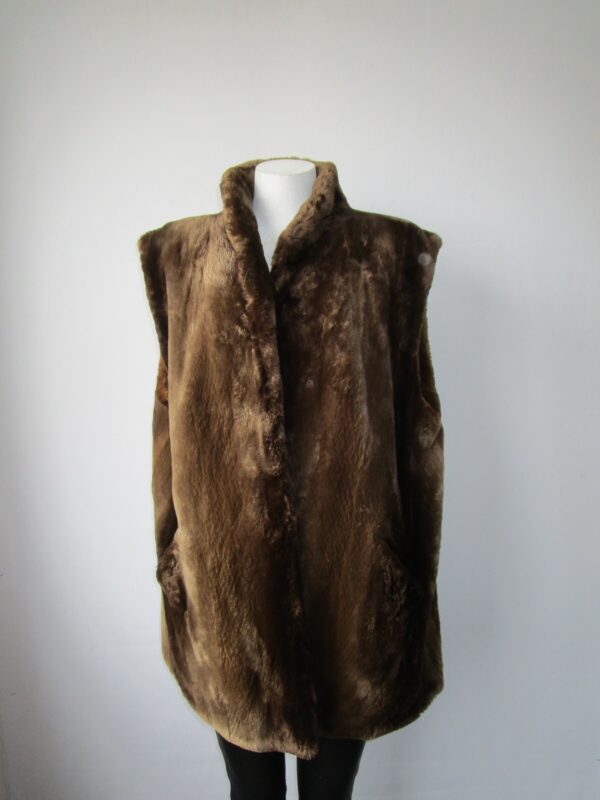 Women's Sz 12 Brown Real Sheared Beaver Fur Vest MINT+ - Image 2