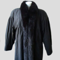 Women's Sz 14 L Superb Raincoat Black Fox Detachable Sheared Muskrat Fur Vest
