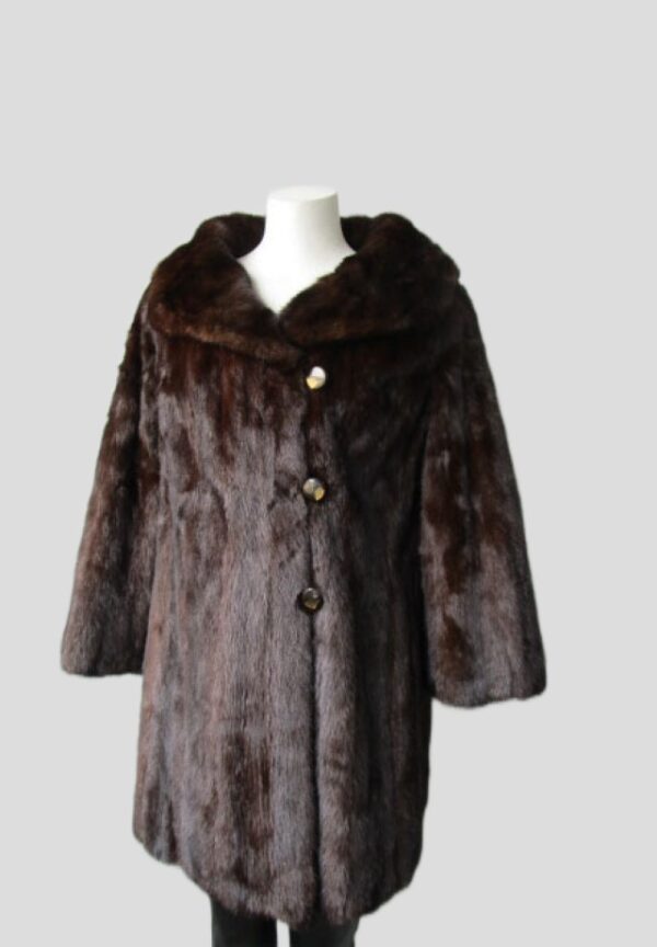 Women's Sz 10 Dark Ranch Mink Fur Coat Jacket Stroller MINT+