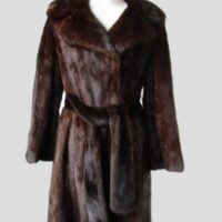 Dark Pastel Mink Fur Coat with Belt Sz 6 MINT