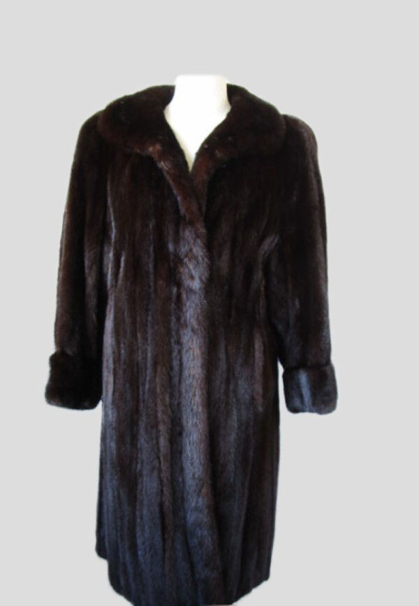 Women's Sz 6 Canadian Dark Ranch Mink Fur Coat MINT
