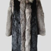 Mink Fur Coat with Silver Fox Fur MINT+ Sz 8