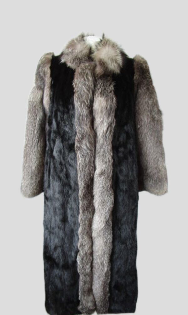 Mink Fur Coat with Silver Fox Fur MINT+ Sz 8