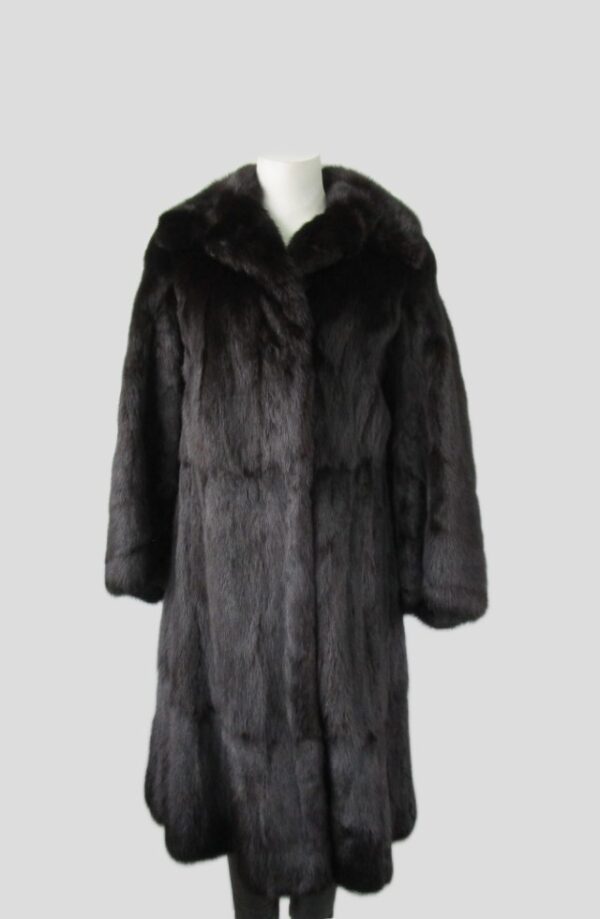 Women's Black Muskrat Fur Coat Superb Woman Sz 4