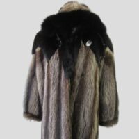 Women's Sz 6 Superb Raccoon & Black Fox Fur Coat Jacket HOOD Ladies Woman