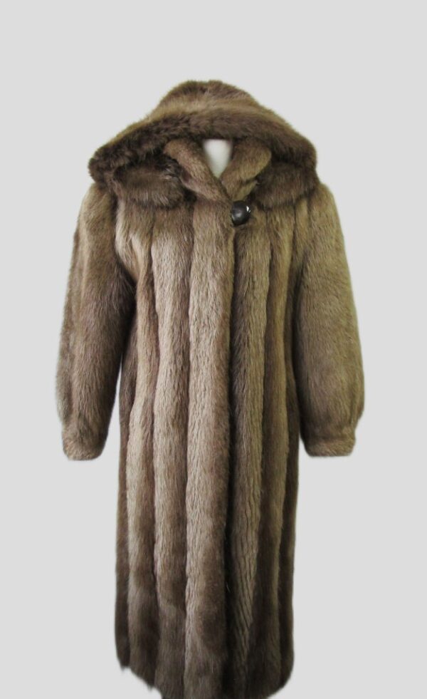 Women's Sz 8 Beaver Fur Coat Jacket HOOD MINT+ Woman